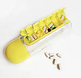 Пляшка для води з органайзером для таблеток жовта 600 мл, фото 2