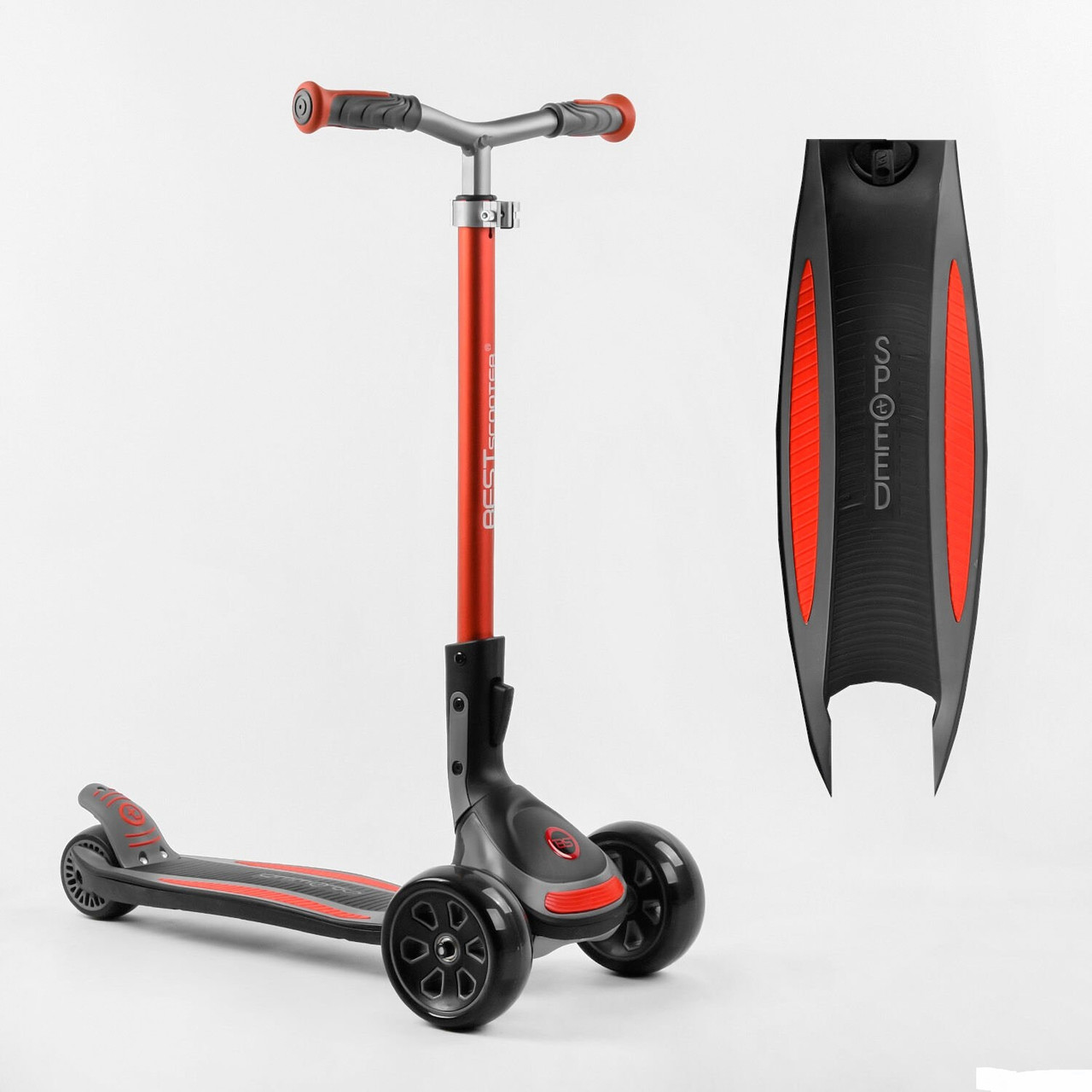 Самокат триколісний Best Scooter G-43304 MAXI (4) складане алюмінієве кермо, передні колеса PU 135х50 мм.