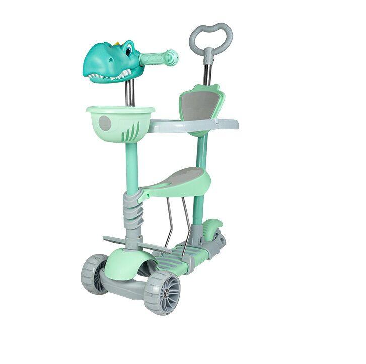Самокат 5в1 Best Scooter S-93208 (1) із захисним бампером, іграшка на кермі, PU колеса 120х50 мм зі світлом, у