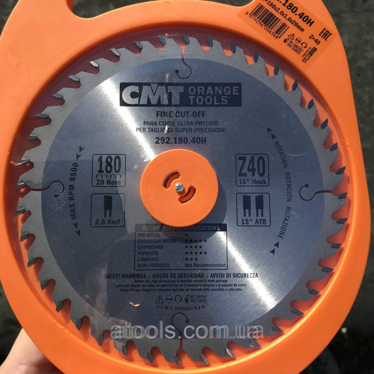 Пильний диск по дереву CMT 180x20x40z K=2.6/1.6 для поперечного різу (292.180.40 H), фото 1