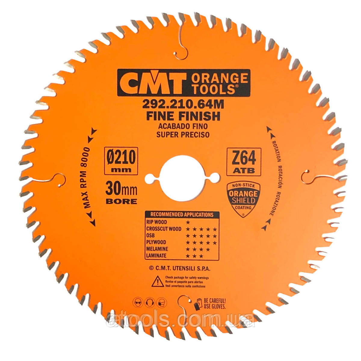 Пильний диск по дереву CMT 210x30x64z K=2.8/1.8 для поперечного різу (292.210.64 M)