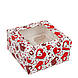 Коробка 170х170х90 (на 4 капкейка) з вікном "Червоні серця", фото 2