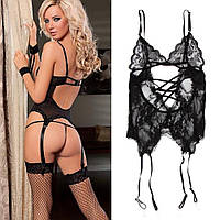 Еротична білизна чорного кольору з панчохами у подарунок