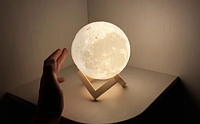 Світильник у вигляді місяця 3D біла 17 см, Настільний світильник місяць на сенсорному управлінні, Дитячий нічник