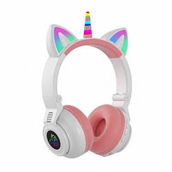 Дитячі бездротові навушники Єдиноріг Cat STN-27 LED Bluetooth навушники з котячими вушками і підсвічуванням