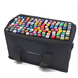 Набір маркерів 120 кольорів для малювання. Фломастери двосторонні для дітей 120шт