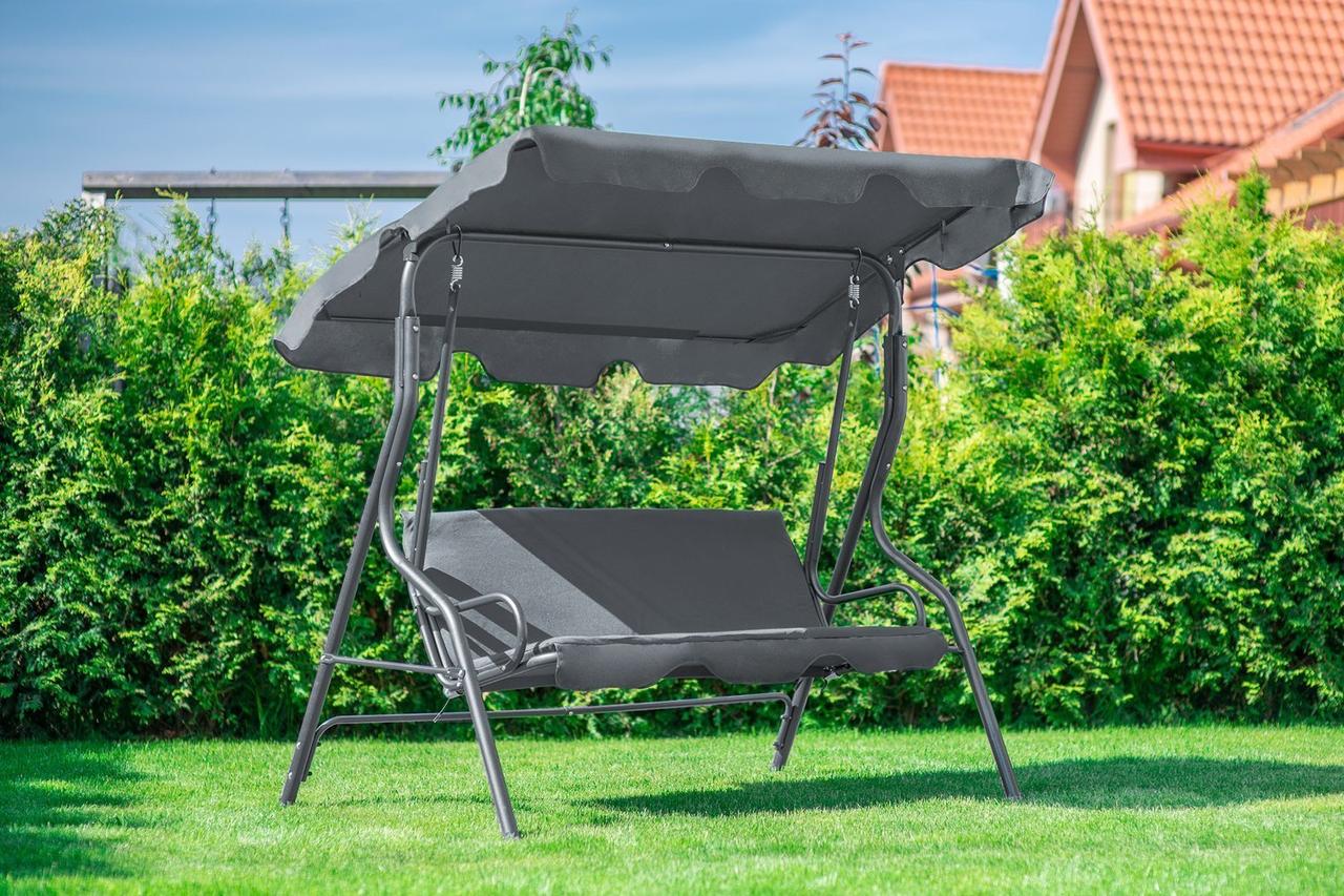 Посилена гойдалка Relax з навісом тримісна до 250 кг Grey