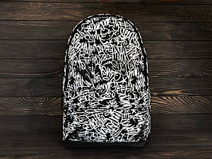 Молодіжний міський рюкзак із графіті, чорно-білий