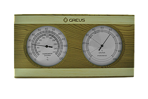 Термогігрометр для лазні Greus 26х14 кедр — сосна