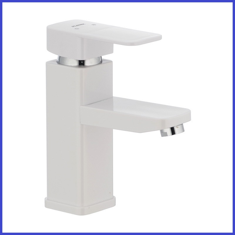 Змішувач для умивальника БІЛИЙ пластиковий PLAMIX Kub-001 White (PM0008)