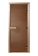 Стеклянная дверь для бани и сауны DoorWood бронза прозрачная 70х190 ольха
