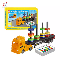 Детский грузовик с магнитными кольцами и карточками