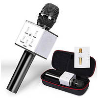 Bluetooth микрофон для караоке Q7 Блютуз микро и ЧЕХОЛ Черный №R10100