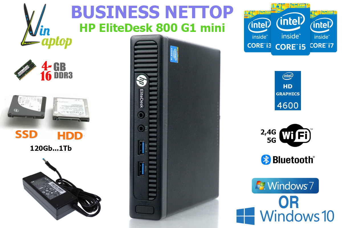 Мини комп, nettop HP EliteDesk 800 G1 mini i5-4590t/4Gb/128Gb/AC ... - фото 1 - id-p1155151224