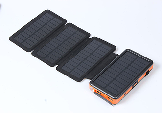 Портативна сонячна панель з функцією бездротової зарядки 18W Power Bank 20 000 mAh, чорний.