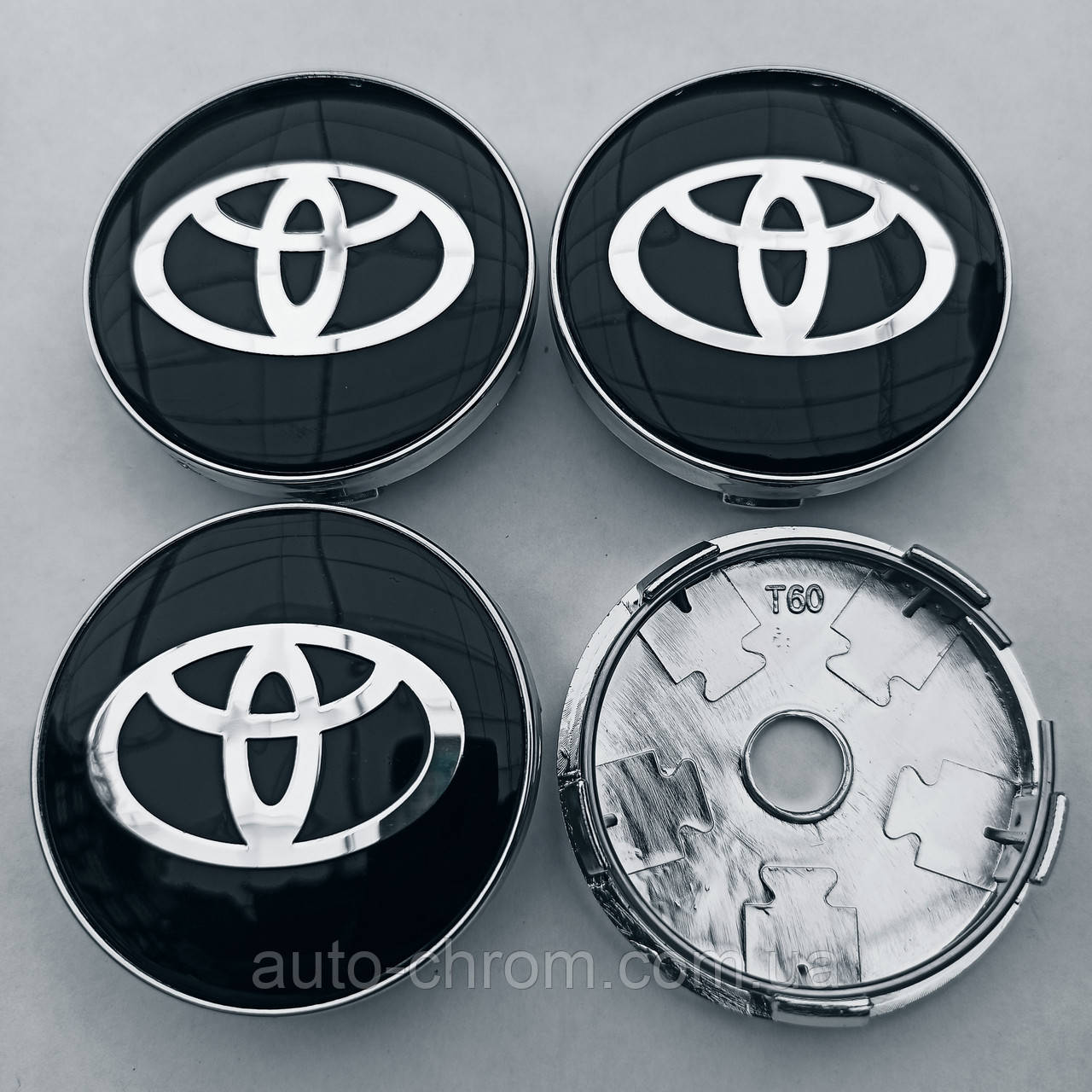 Ковпачки в диски Toyota 56*60 мм чорні, фото 1