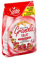 Гранола фруктовая (малина,клубника, клюква) Sante  Granola, 350г, смесь цельнозерновых овсяных злаков, мюсли