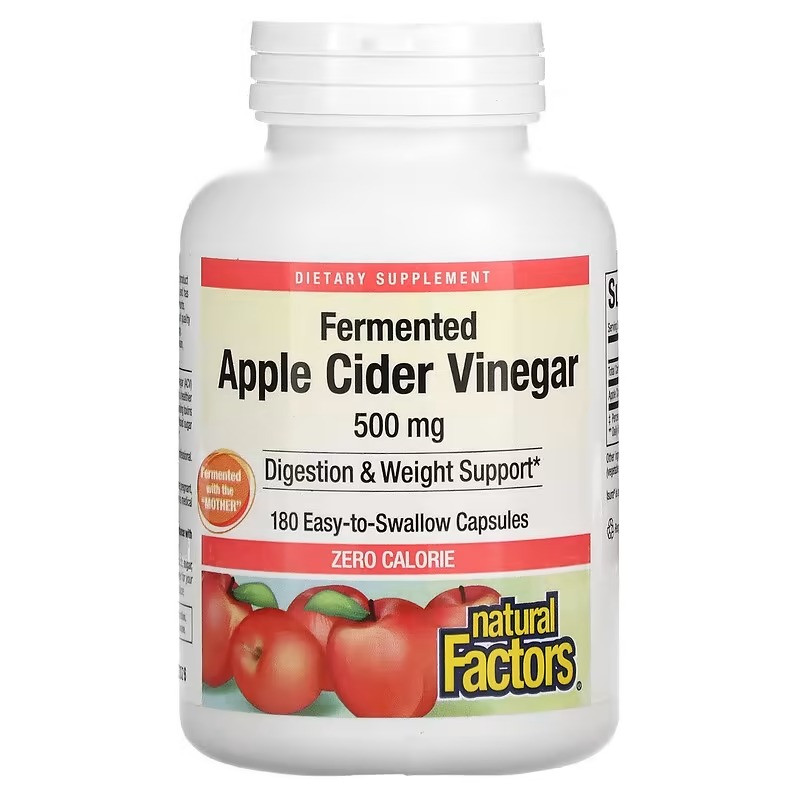 Natural Factors, яблучний оцет, 500 мг, 180 капсул