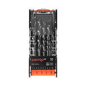 Набір свердел для металу Dnipro-M Р6М5К5 1-10 мм 10 шт.