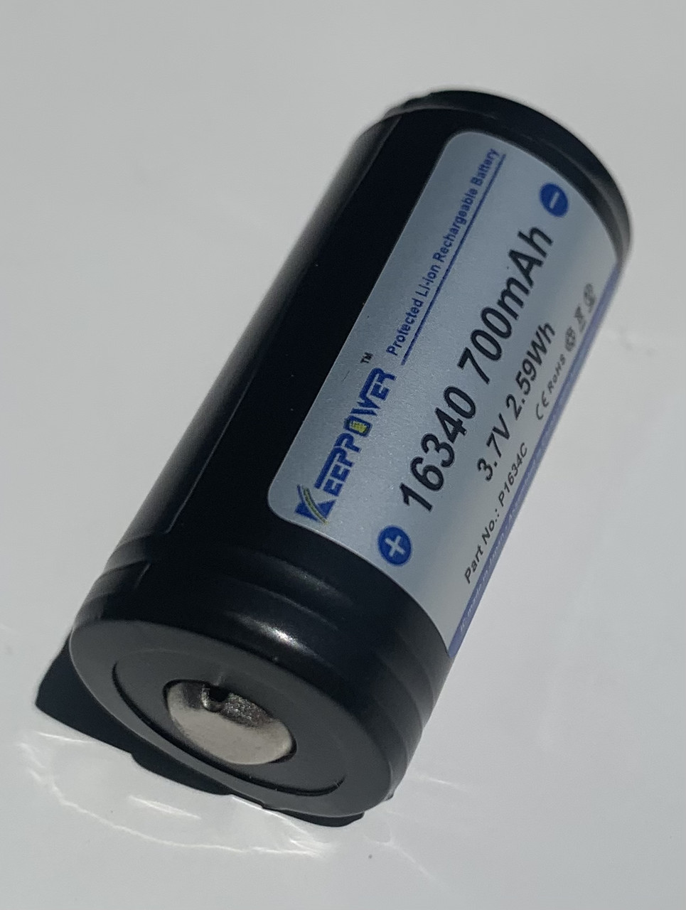 Акумулятор KEEPPOWER 16340 (RCR-123) Li-ion, 3,7V 700 mAh із захистом (Protected)