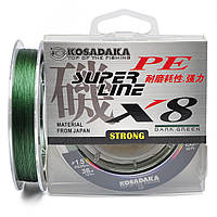 Шнур плетеный Kosadaka Pe Super Line X8 - 150м - Ø0.12мм - 9.6кг - Dark Green