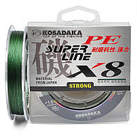 Шнур плетеный Kosadaka Pe Super Line X8 - 150м - Ø0.14мм - 11.8кг - Dark Green