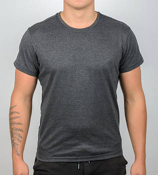 Футболка МЕЛАНЖ Однотонна 2300м/1 (Уп.4шт M-XXL), Т.Сірий меланж