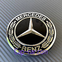 Ковпачки Мерседес чорний лосок нового типу. 75 мм. 3 ніжки