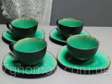 Чайний набір на 4 персони зелений Малахіт 250 мл