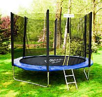 Батут Jumi Motion 312 см з сіткою та драбинкою зелений