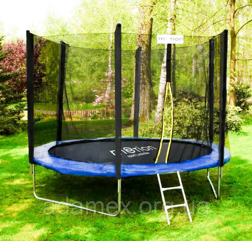 Батут Jumi Motion 312 см з сіткою та драбинкою зелений, фото 1