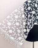Білий шарф Квіткова гілочка, фото 3