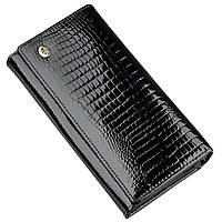 Женский кошелек на кнопке Универсальный черный ST Leather