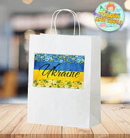 Пакет патриотический "Флаг Украины. Желто-голубые розы" 28х19х11 см