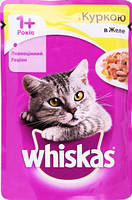 Whiskas (Вискас) Корм для взрослых котов с курицей в желе, 100гр