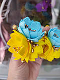 Українські жовто-блакитні квіти на заколках чи на резинках чи значок для дорослого чи для дитини 90 грн за 1 ш, фото 3