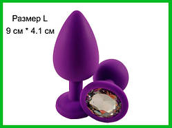 Анальний корок Розмір L силіконовий з Кристалом Фіолетовий продаж