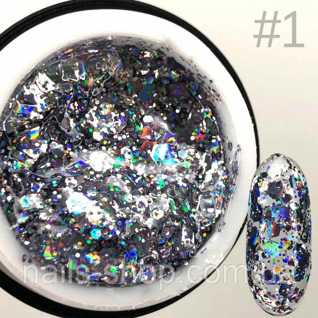 Гель Saga Professional Galaxy Glitter 01, фото 1