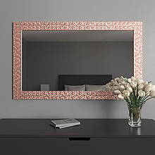 Настінне дзеркало в рамі рожеве золото 126 на 76 Black Mirror для масажного кабінету