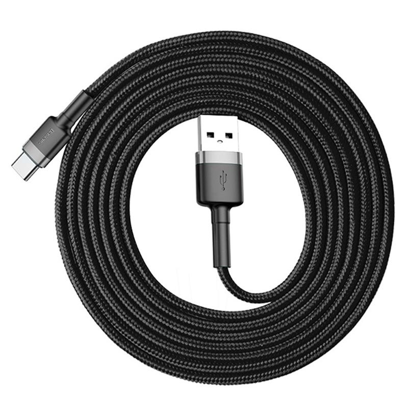 Кабель нейлоновий Type-C на USB Baseus Cafule 2A (чорний) 3м