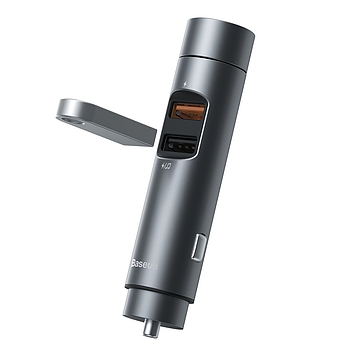 FM-трансмітер зі швидкою зарядкою Baseus QC3.0 18W Energy Column PPS Car Wireless MP3 Charger (темно-сірий)