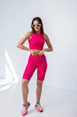 Молодіжний костюм із лисипетками "429". Розміри 42,44,46 фуксія