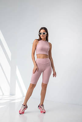 Молодіжний костюм із лисипетками "429". Розміри 42,44,46 пудра