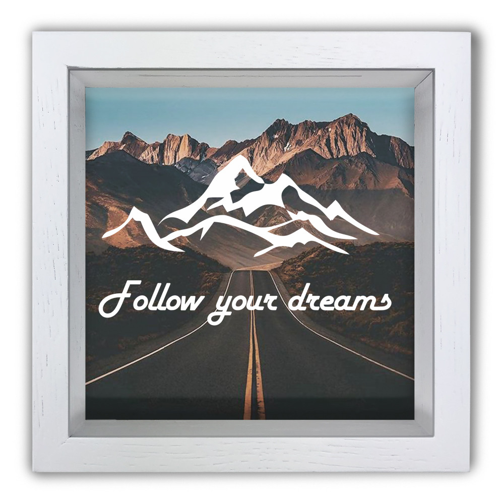 Дерев'яна копілка (скарбничка) 20 20 см "Follow your dreams"