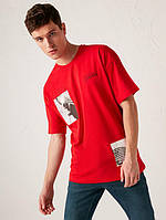 Красная мужская футболка LC Waikiki/ЛС Вайкики с городским принтом