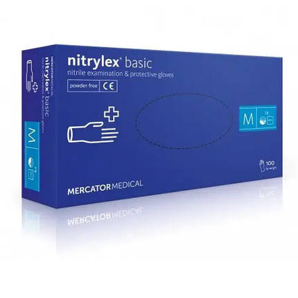 Рукавички сині (Blue) нітрилові Mercator® Nitrylex Basic М, фото 1