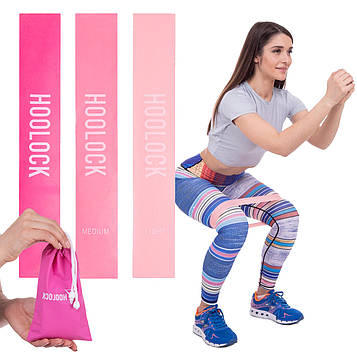 Фітнес гумки еластичні для тренування з чохлом (набір з 3 фітнес гумок) (A/S)