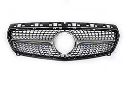 Передня решітка Diamond Silver для Mercedes A-сlass W176 (2012-2015) ABS-пластик