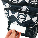 Сумка на коляску Baby Go з водовідштовхувальним покриттям та карабінами (чорна з білим 30×18×13 см), фото 6