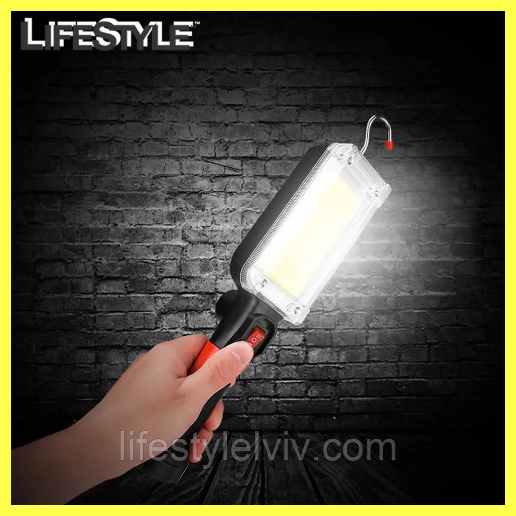 Ліхтар акумуляторний для підвішування WOW ZJ-8859 COB з магнітом та гачком / Ліхтар ручний  285 х 68 х 55 мм, фото 1